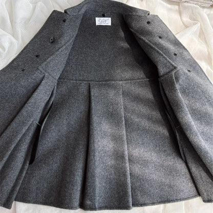 Classic Wool Double-Breasted Coat,2T to 8T