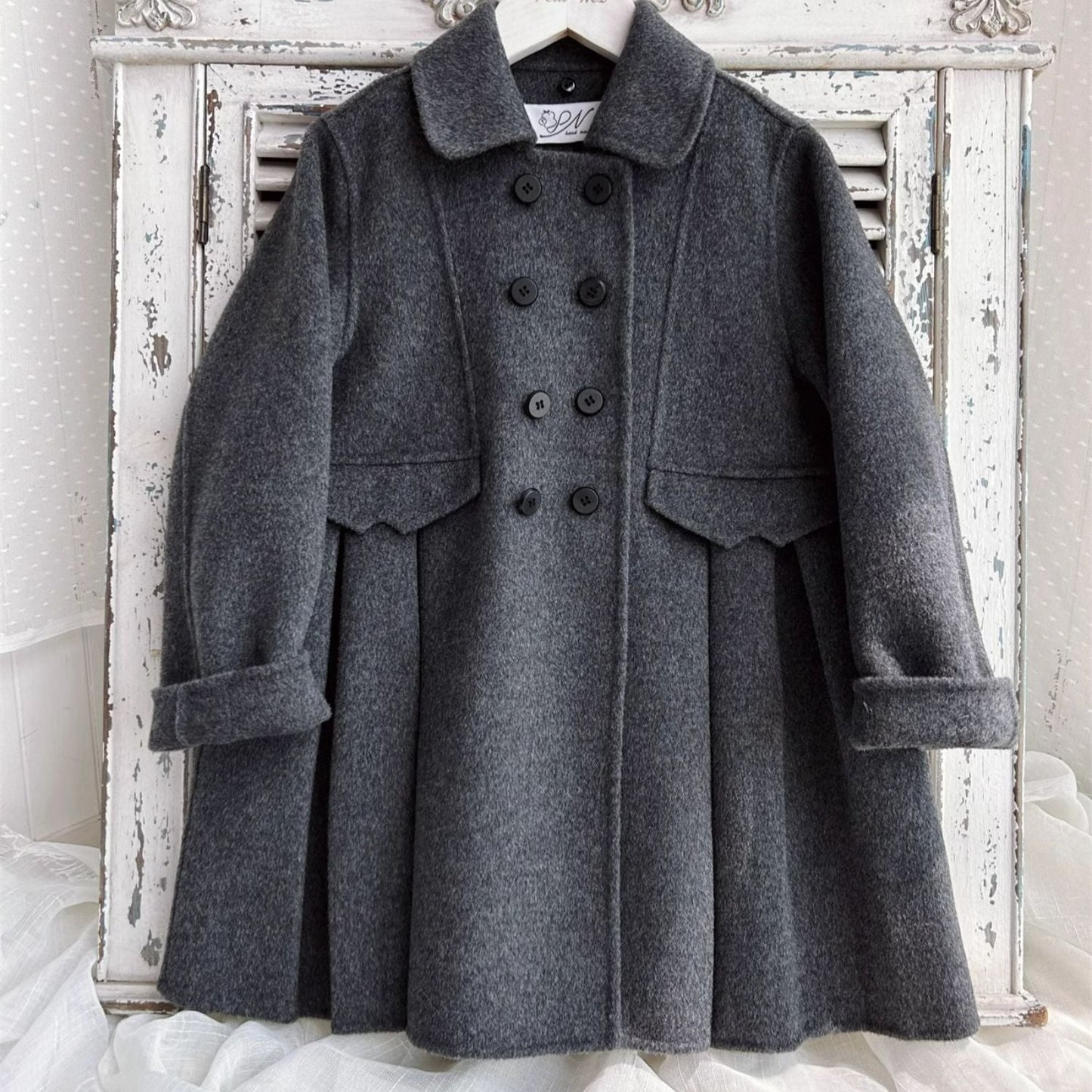 Classic Wool Double-Breasted Coat,2T to 8T