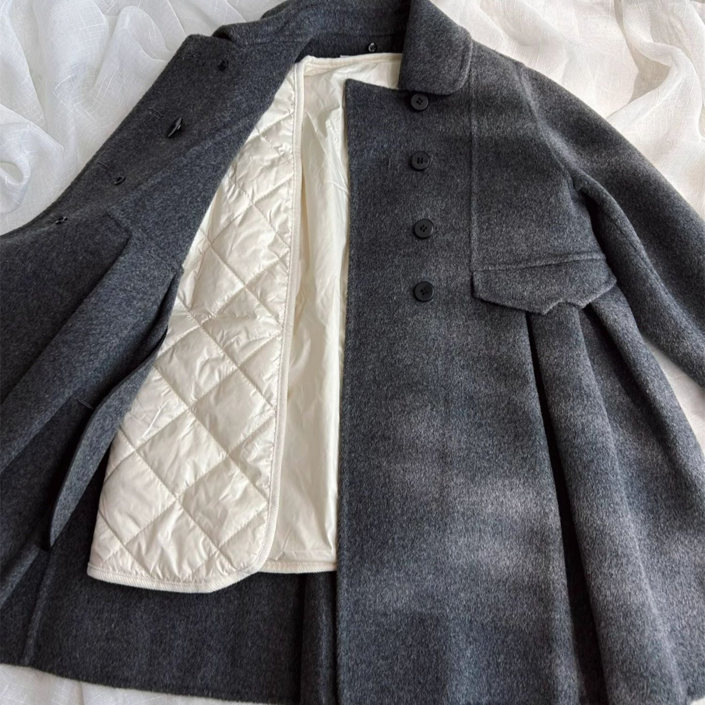 Classic Wool Double-Breasted Coat,2T to 8T