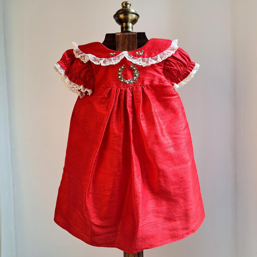 Embroidered Wreath Dress,6M to 12T
