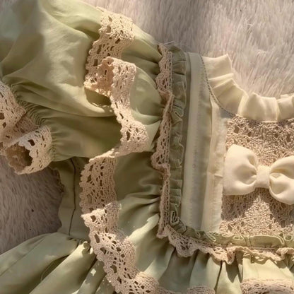 Sage Green Spanish Lolita Girls Lace Dress,12M to 8T
