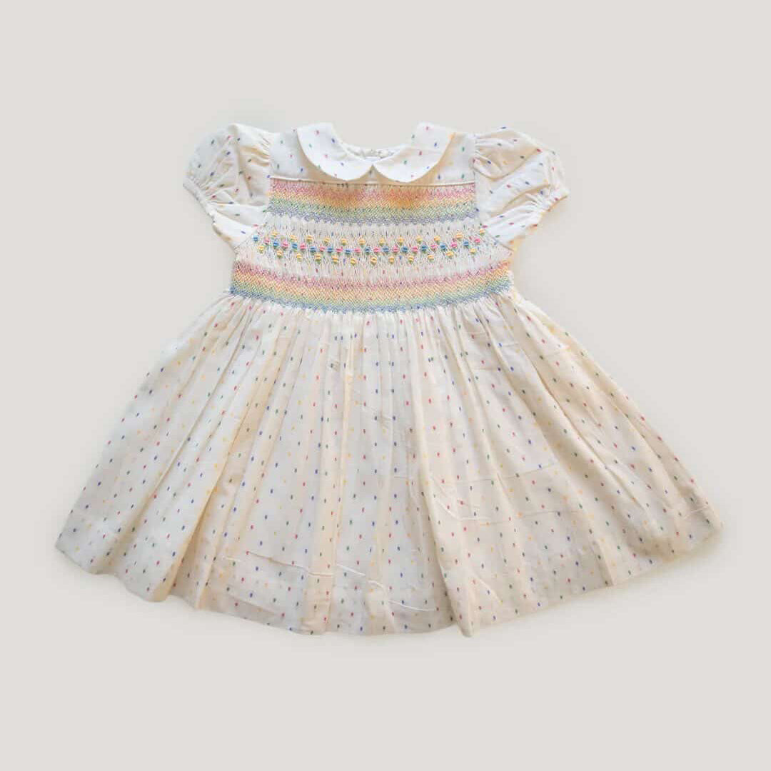 Rainbow Garden Hand Smocked Dress,3M to 5T