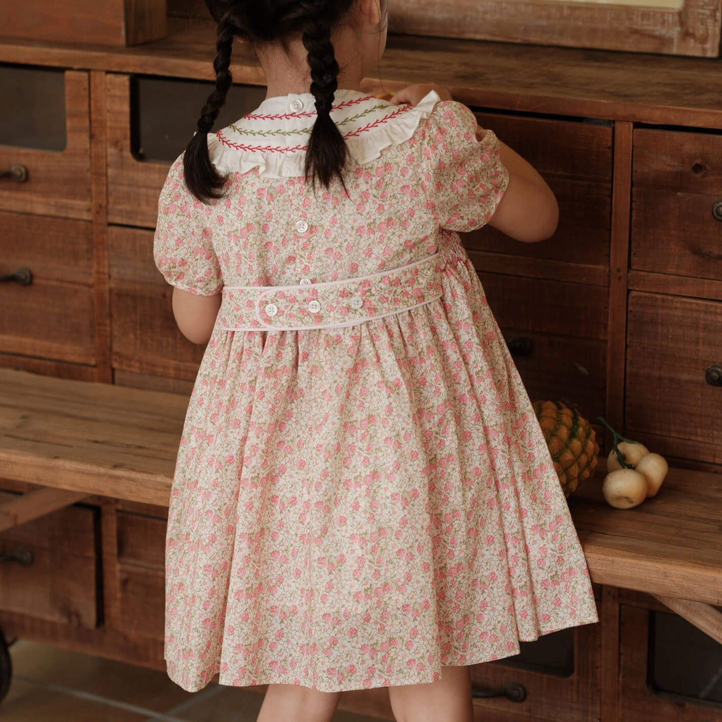 Pastoral Floral Hand Smocked Dress,12M to 7T.