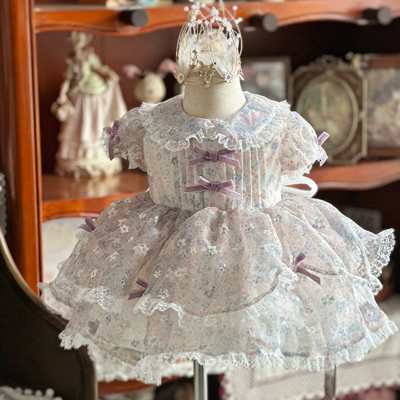 Stunning Layered Floral Spanish Dress,2T to 7T.