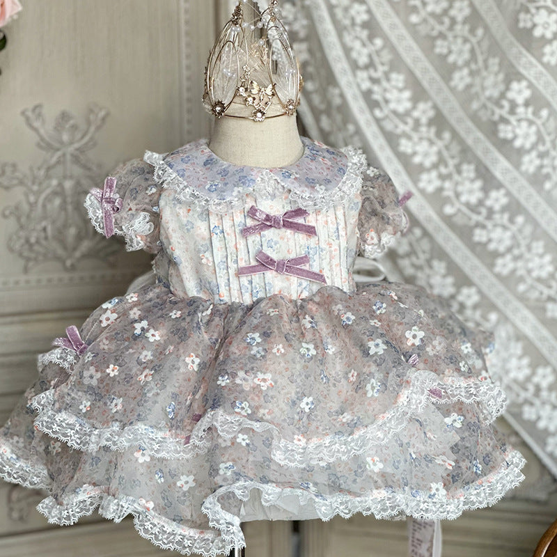 Stunning Layered Floral Spanish Dress,2T to 7T.
