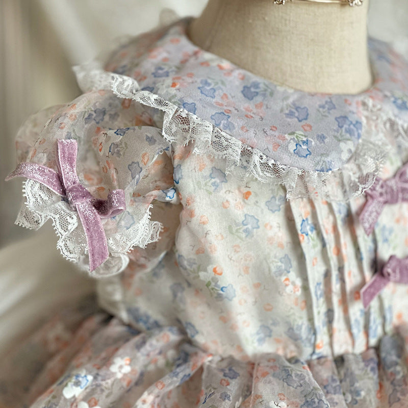 Stunning Layered Floral Spanish Dress,2T to 7T.