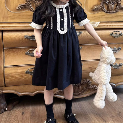 B&W Vintage Style Dress,2T to 7T.
