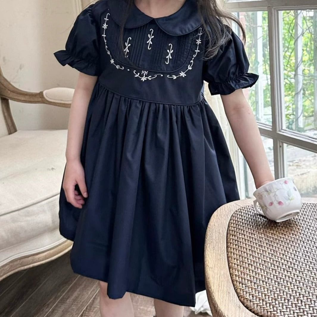 Stunning Dark Blue Embroidered Dress,