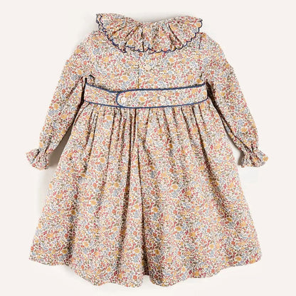 Vintage Meadow Floral Dress with Ruffled Collar,12M to 7T