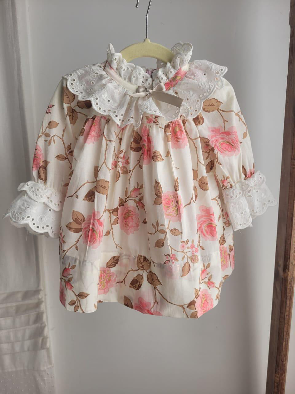 Fall Floral Lace Collar Dress, 12M to 8T.
