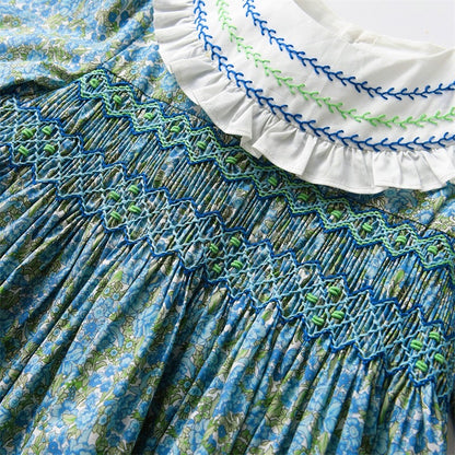 Floral Hand Smocked Dress,12M to 7T.