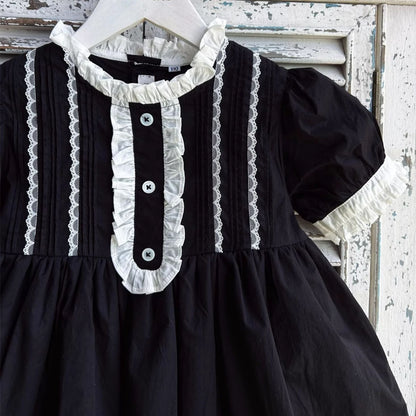 B&W Vintage Style Dress,2T to 7T.