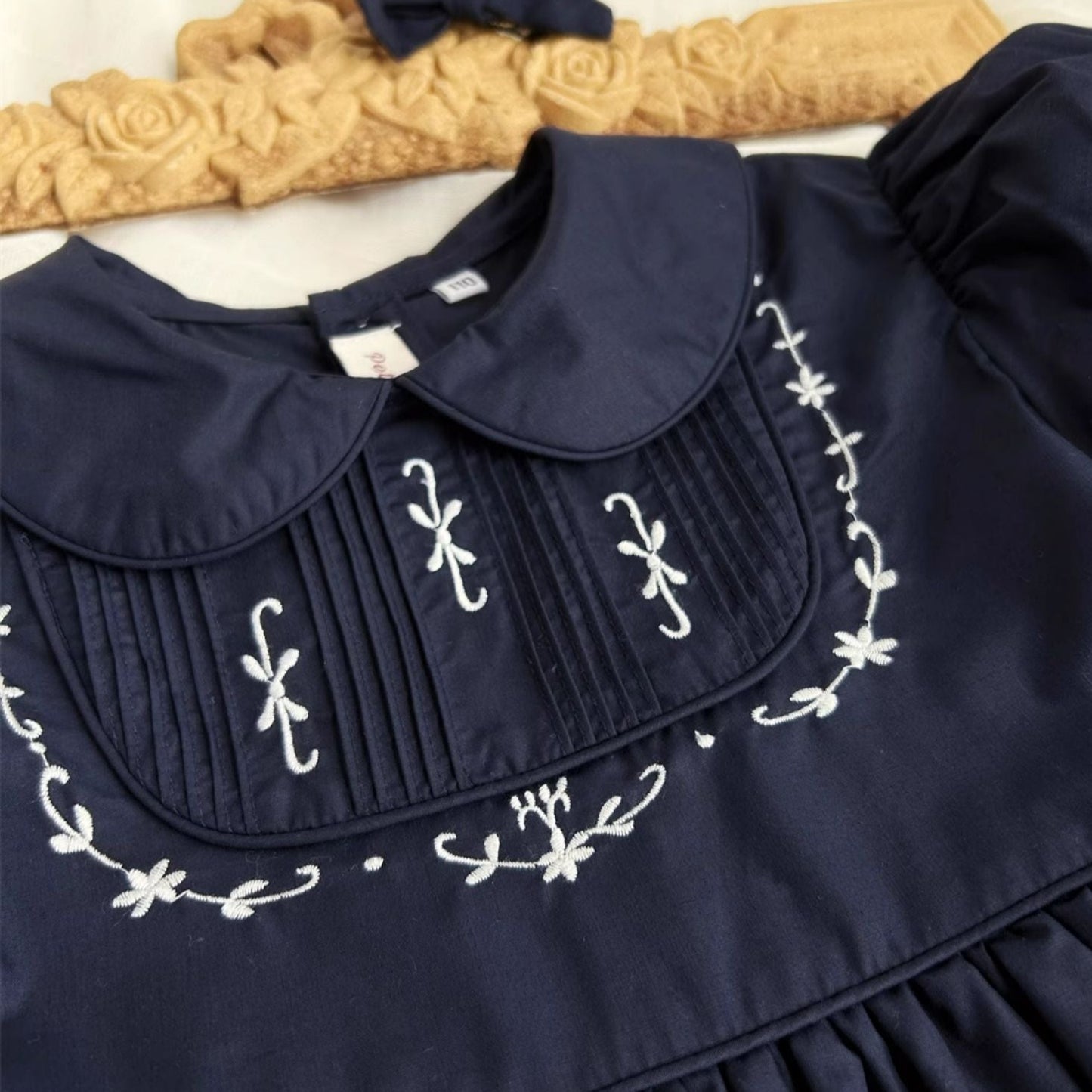 Stunning Dark Blue Embroidered Dress,