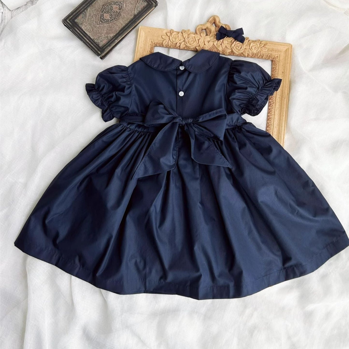 Stunning Dark Blue Embroidered Dress,