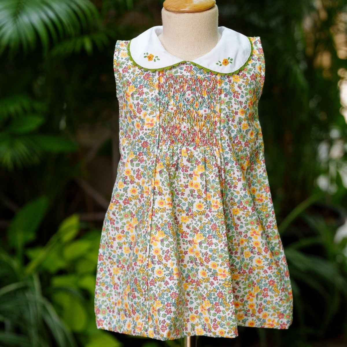 Wildflower Hand Smocked Dress – Multicolor Floral Heirloom Dress (12M–5T)