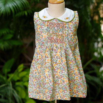 Wildflower Hand Smocked Dress – Multicolor Floral Heirloom Dress (12M–5T)
