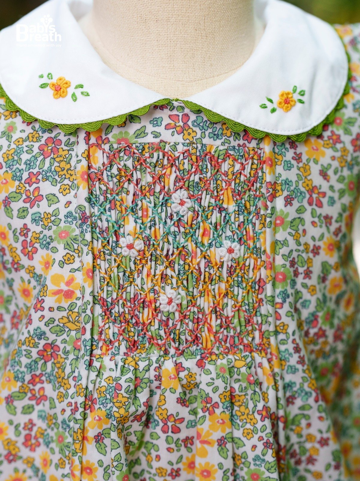Wildflower Hand Smocked Dress – Multicolor Floral Heirloom Dress (12M–5T)