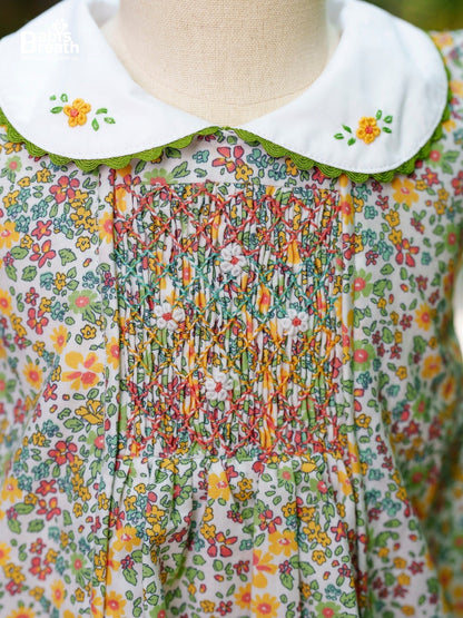 Wildflower Hand Smocked Dress – Multicolor Floral Heirloom Dress (12M–5T)