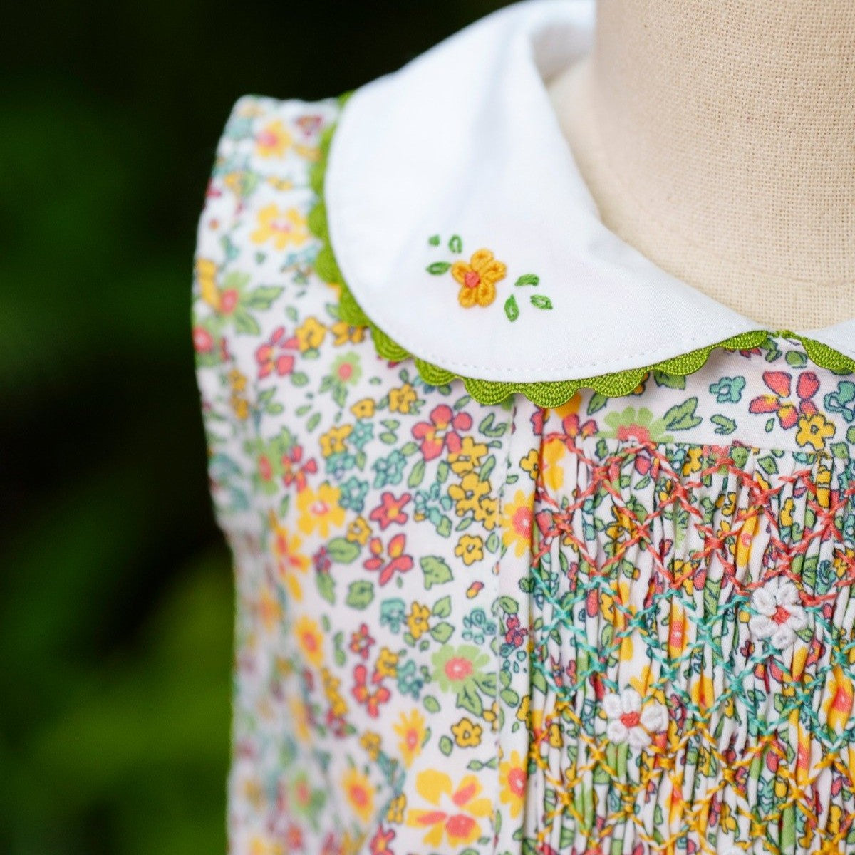 Wildflower Hand Smocked Dress – Multicolor Floral Heirloom Dress (12M–5T)