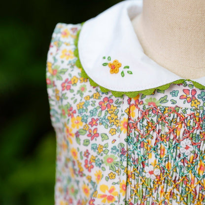 Wildflower Hand Smocked Dress – Multicolor Floral Heirloom Dress (12M–5T)