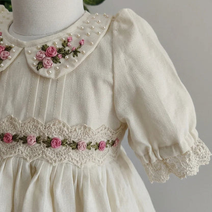 Pearl & Rose Embroidered Heirloom Dress,3M - 8T