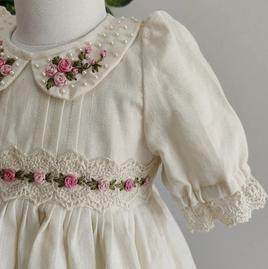 Pearl & Rose Embroidered Heirloom Dress,3M - 8T