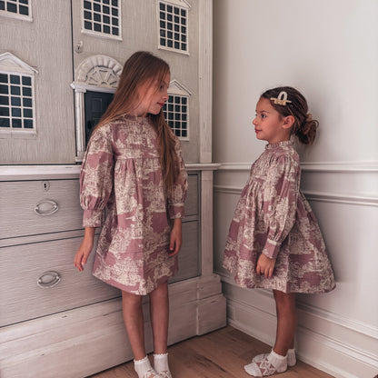 Vintage French Castle Toile Dress & Shirt,3M to 7T.