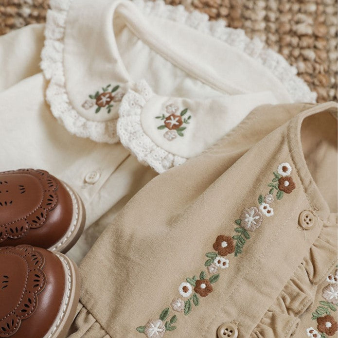 Embroidered Khaki dress & Shirt Combo,12M to 7T.