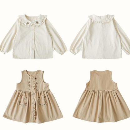 Embroidered Khaki dress & Shirt Combo,12M to 7T.