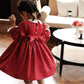 Full Sleeves Gold Red Twirling Dress,12M to 7T.