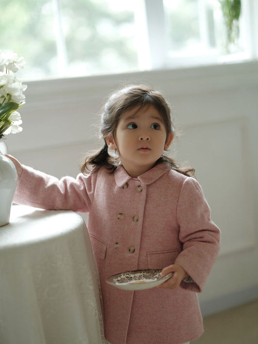 Timeless Pink Wool Coat,2T to 8T.