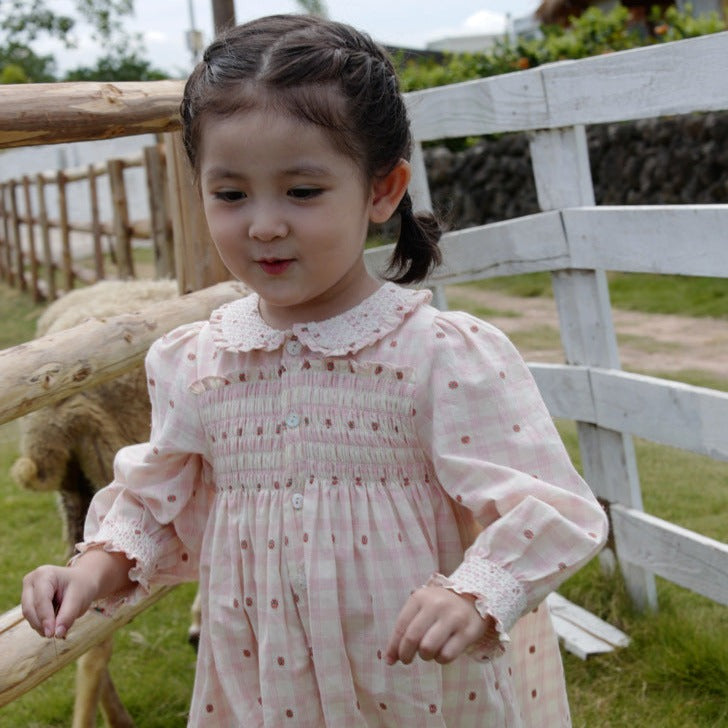 Pink Smocked & Embroidered Dress,12M to 7T.