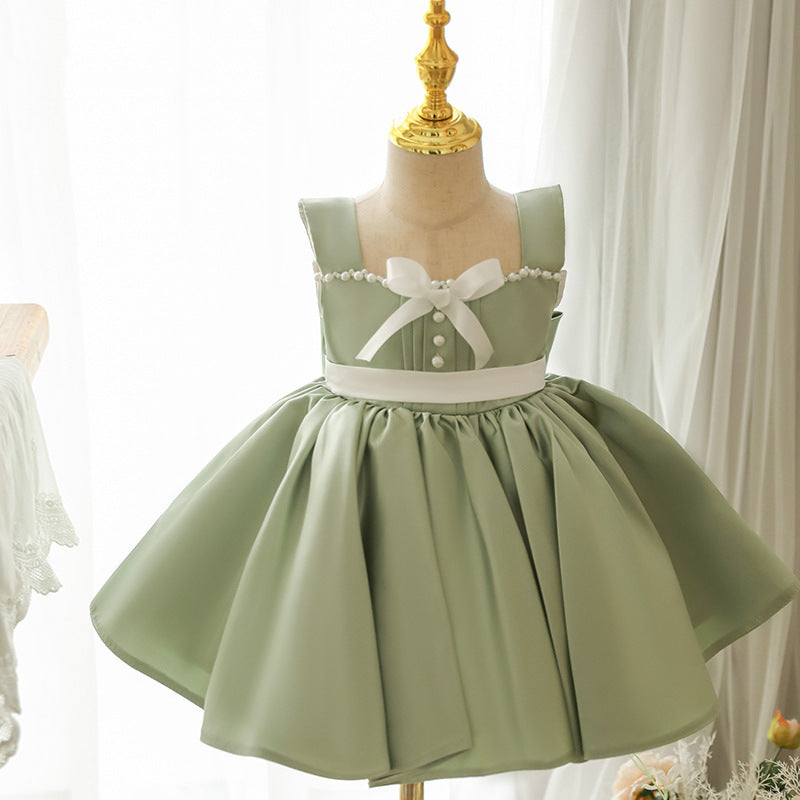 Green Princess Dress With Pearls,12M to 8T.
