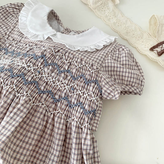 Vintage Geometric Hand Smocked Dress,12M to 6T.