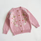 Hand Embroidered Cardigan,Pink/Beige,2T to 6T
