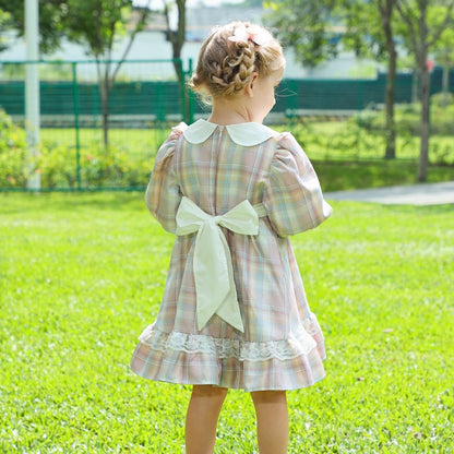 Adorable Full Sleeves Plaid Dress,2T to 7T