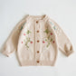 Hand Embroidered Cardigan,Pink/Beige,2T to 6T