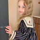 Cute Navy Stripped Embroidered Dress,2T to 7T