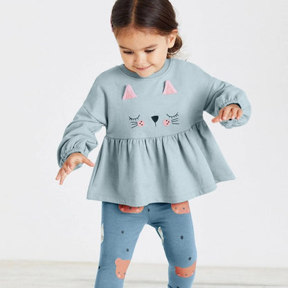 Cute Kitty Applique Set,2T to 7T.