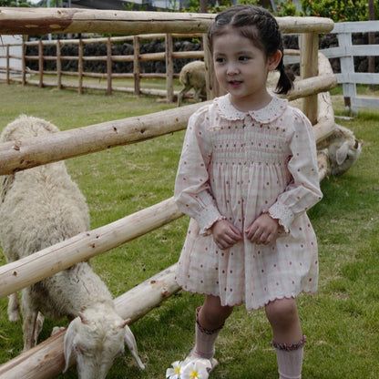 Pink Smocked & Embroidered Dress,12M to 7T.