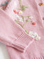 Hand Embroidered Cardigan,Pink/Beige,2T to 6T