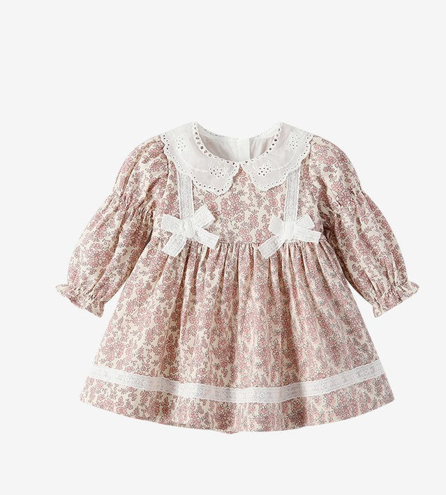 Adorable Floral Dress With Lace & Bows,6M To 4T.