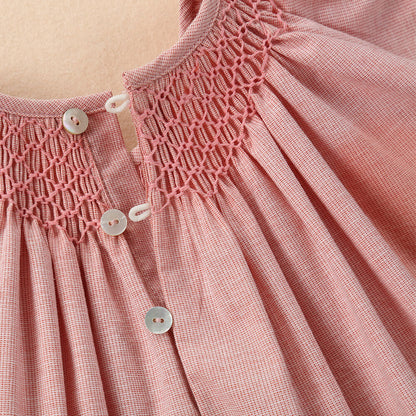 Pink Hand Smocked Dress With Bonnet & Shorts,3M to 4T.