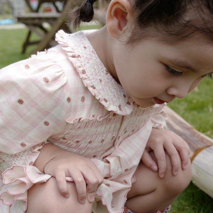 Pink Smocked & Embroidered Dress,12M to 7T.