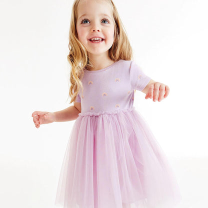 Cute Purple Rainbow Play Dress,2T to 7T.