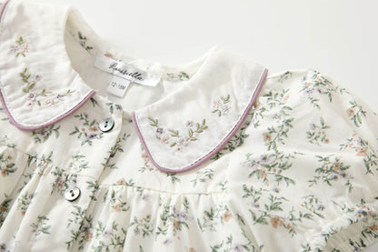 Vintage Floral With Embroidered Collar,12M to 8T.