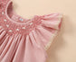 Pink Hand Smocked Dress With Bonnet & Shorts,3M to 4T.