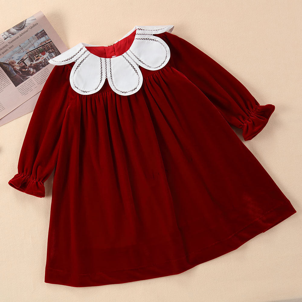 Olive Green Velvet  Dress,12M to 8T.