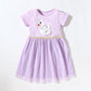 Cute Swan Printed Casual Play Dress,2T to 7T.