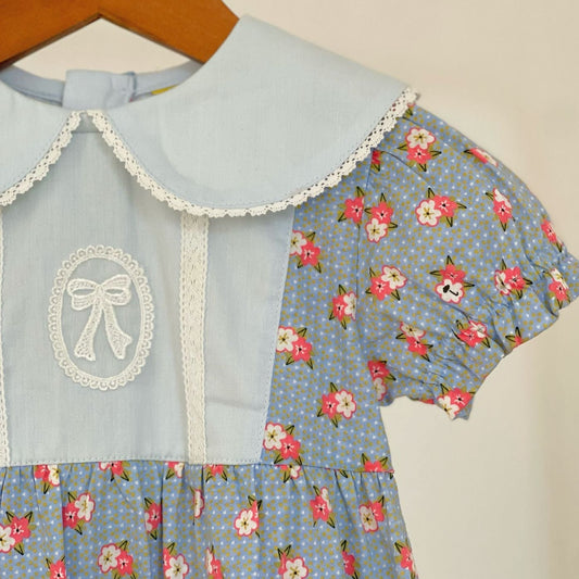 Gorgeous Floral Dress With Bow Design,2T to 6T.